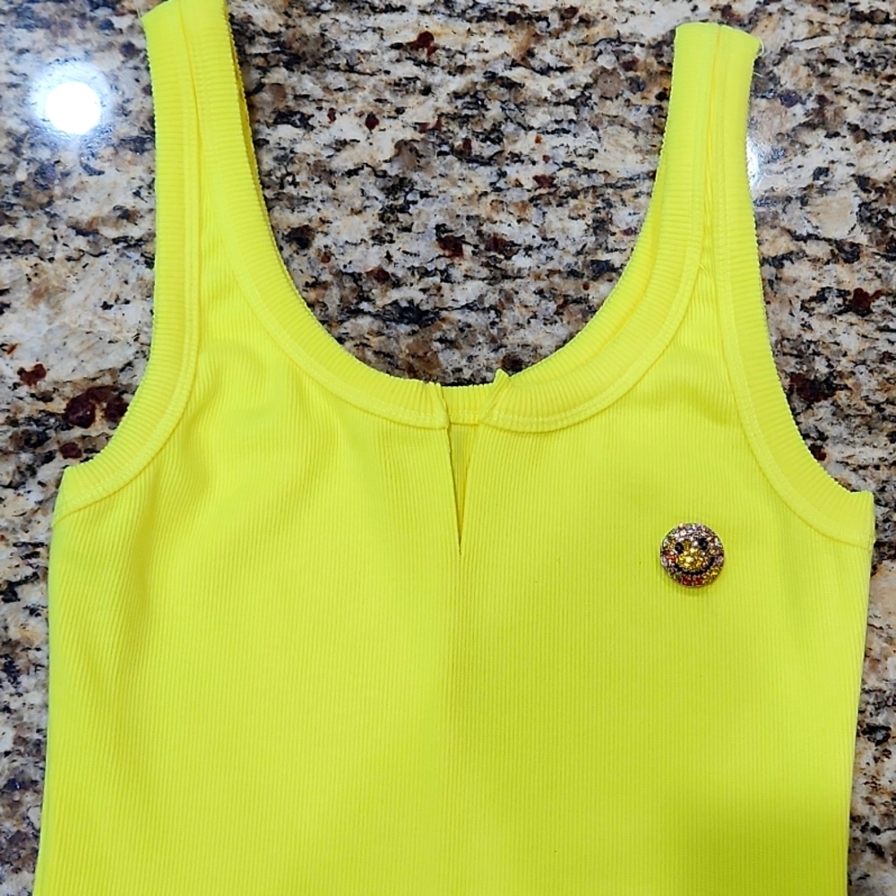 Bright yellow fitted dress